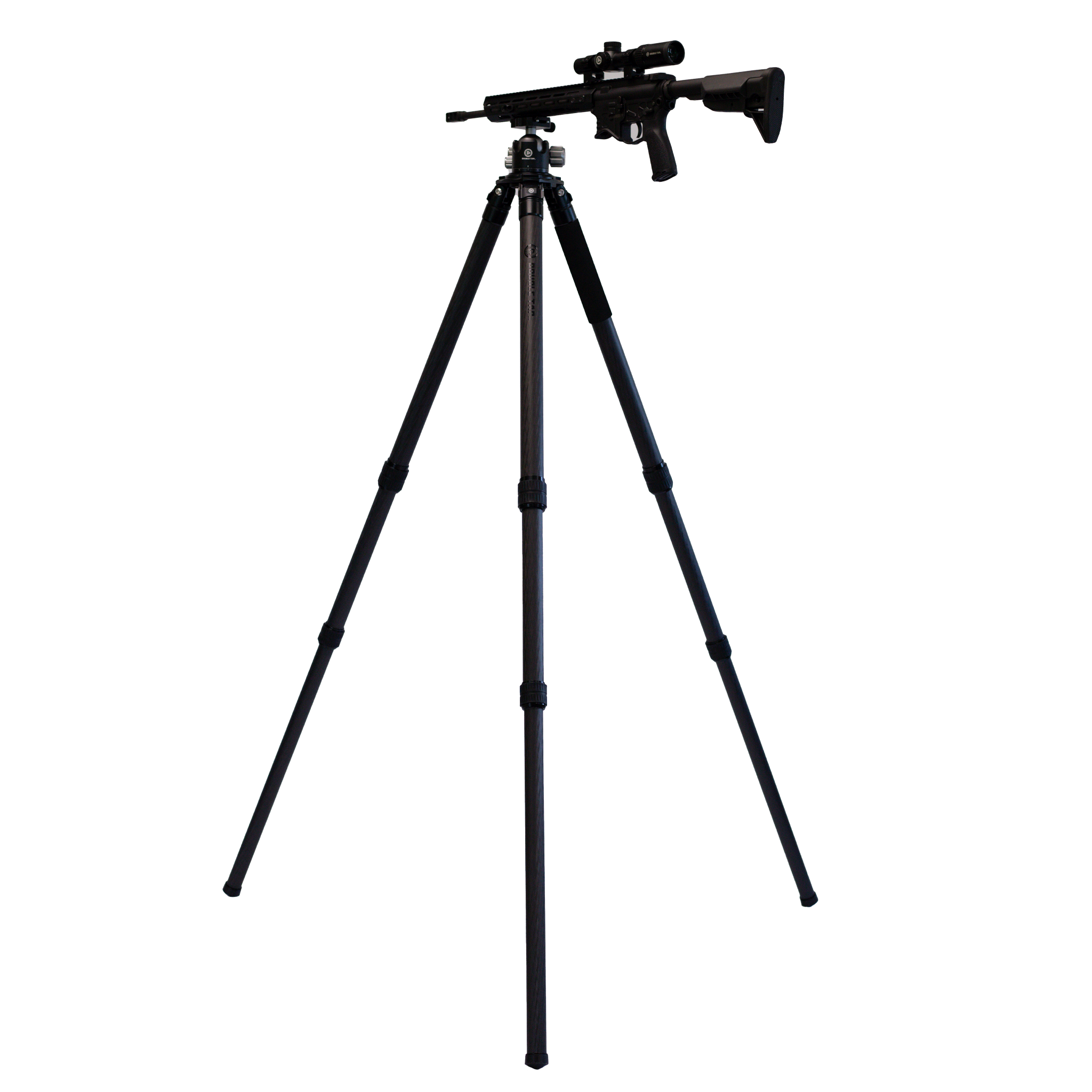 360-degree-ball-head-mount-with-level-firearm-on-stronghold-aluminum-tripod