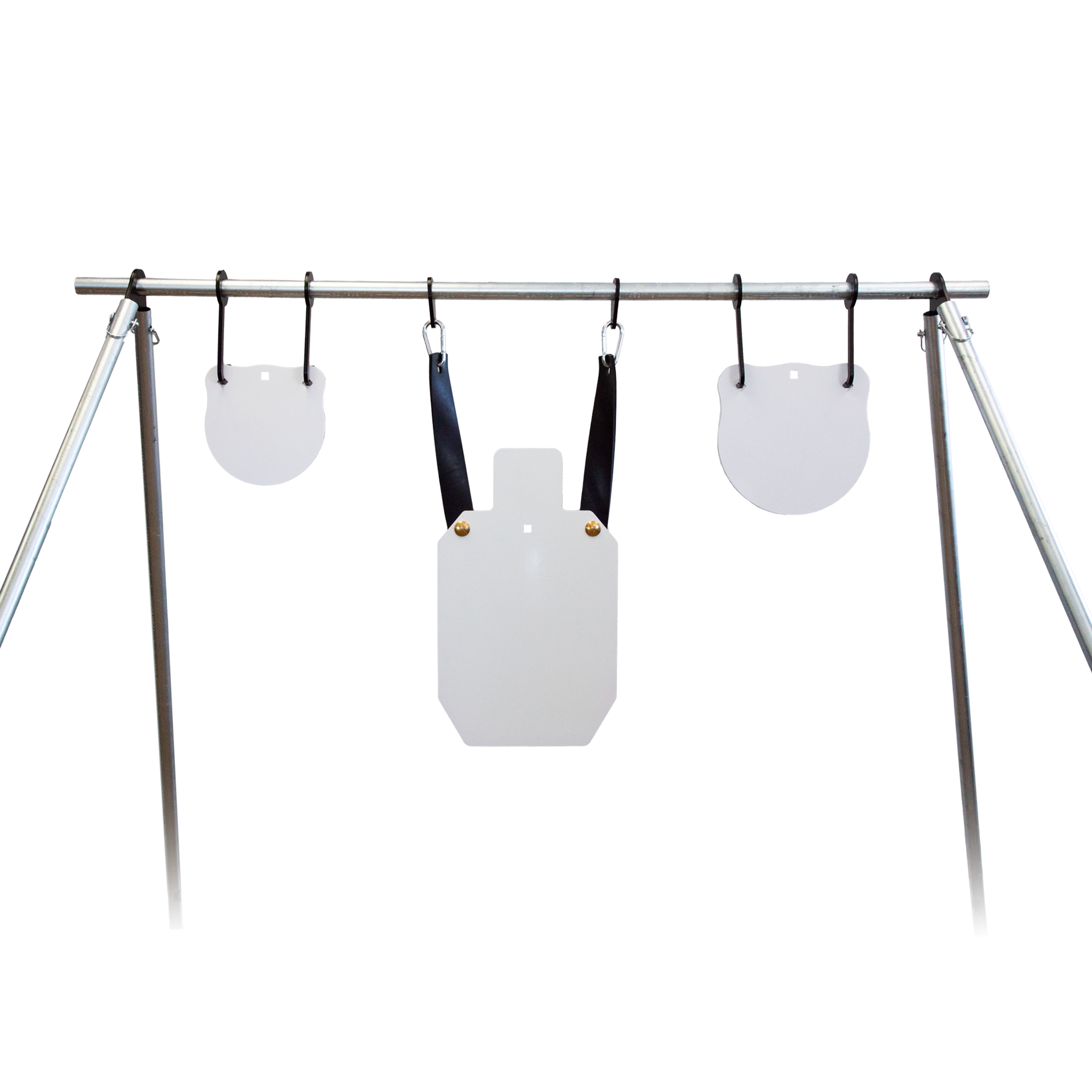 ar500-steel-targets-hanging-from-a-frame-stand